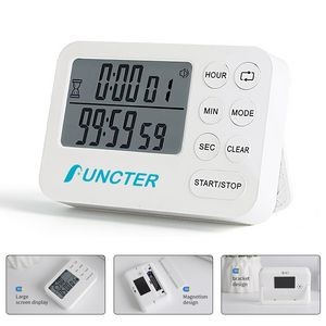 Digital Dual Kitchen Timer 2 Channels Count Up/Down With Magnet Back And Bracket
