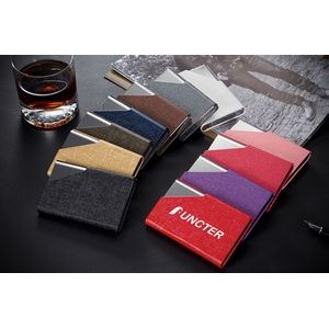 Business Card Cases PU Leather Name Card Holders Stainless Steel Multi Card Holders for Men Women