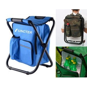 Folding Stool Backpack Chair Insulated Cooler Bag