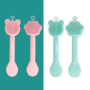 2 In 1 Silicone Facial Cleansing Scrubber Face Mask Brush for Mud, Clay, Mixed Skin Care Tool Set