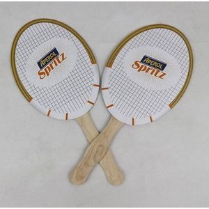 Tennis Racket Shape Paper Fan with Wooden Handle