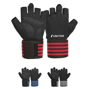 Gym Gloves Weight Lifting Half Finger Gloves for Exercise with Wrist Wraps Full Palm Protection