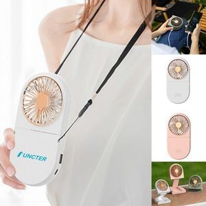 Foldable Mini Handheld Fan With Lanyard Power Bank Rechargeable Portable Fan Phone Holder