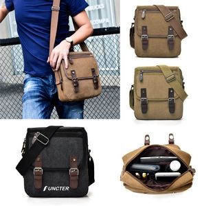 Canvas Messenger Bag Multi Pockets