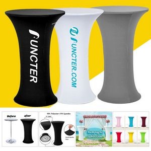 35 x 43 Inch Spandex Cocktail Table Cover, Custom Printed Table Cover With Round Plate