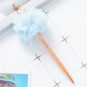 Pompom Cute Fluffy Ballpoint Pen with Swan Tops