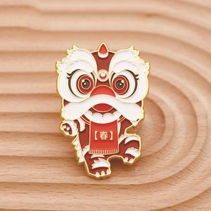 Custom Chinese Lion Dance Shaped Cute Enamel Lapel Pins Brooch Pin Badge W/Butterfly Clutch Tie Tack