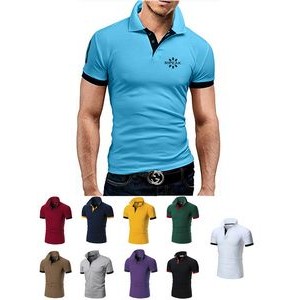 Men's Regular-fit Short-Sleeve Polyester Lapel Polo Shirt