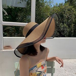 Women's Folable Floppy Hat,Wide Brim Sun Protection Straw Hat, Summer UV Protection Beach Cap