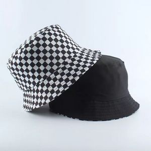 Reversible Double-Side-Wear Checker Adult Cotton Fishing Hat