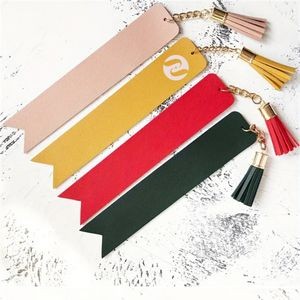 PU Leather Bookmark Classic Stitched Bookmark Page Markers Reading Gifts W/ Tassels
