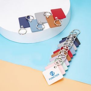 Square PU Leather Keychain for Car Home Key Ring Strap Holder Lanyard Universal Key Fob Keychain