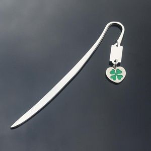 Metal Bookmark w/Four-Leaf Clover Pendant