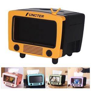 TV Tissue Box Multi Functional Creative Tissue Box Holder with Cell Phone