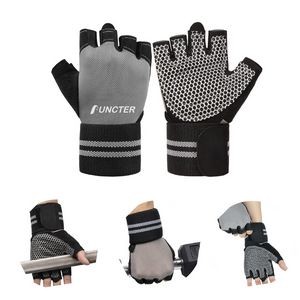 Sports Half Finger Gloves Pull Ups Gloves for Exercise with Wrist Wraps Fitness Accessory