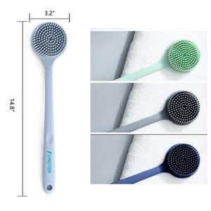 Silicone Circular Back Scrubber for Shower Dual Sides Body Scrubber Exfoliator with Long Handle