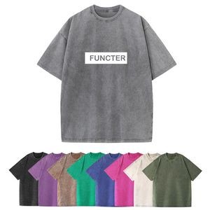Unisex Washed Demin Color Crew Neck T Shirt Short Sleeve Tees