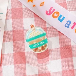 Milk Tea Shaped Acrylic Album Memo Clip Bag Binder Sealing Clip Food Bag Clamp-Two Sides Imprint