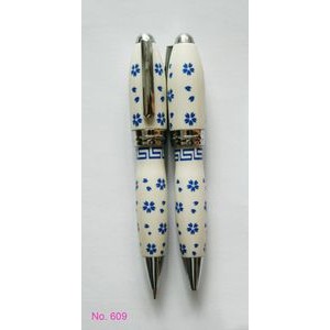 Retractable Ballpoint Pen Printed w/China Ancient Porcelain Pattern