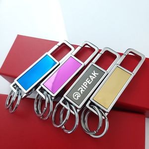 Auto Keychain Metal Long Square Shape Key Ring With Hook