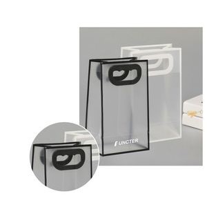 Custom Clear Tote Bag with Handle, Transparent PVC Reusable Gift Wrap Bag (M)