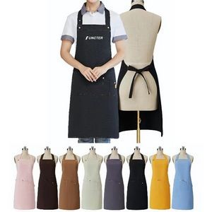 Unisex Polyester Canvas Cloth Cooking Apron for Kitchen