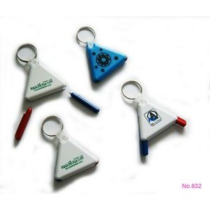 Triangle Shaped 2-Colors Plastic Tool Pen w/Key Chain