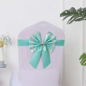 #2 Chair Back Flower Chair Sashes Bow Satin Bowknot Stretchy Bands Chair Bowknot