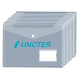 Clear Document Folder Plastic Envelope File Envelope with Label Pocket and Snap Button (Transparent)