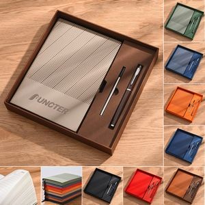 A5 Lined Leather Bound Journal Gift Set Writing Notebook Hardcover Executive Notebook Gift Box