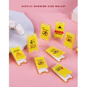 Warning Sign Shaped Acrylic Album Clip Bag Binder Sealing Clip Food Bag Clamp-Two Sides Printing