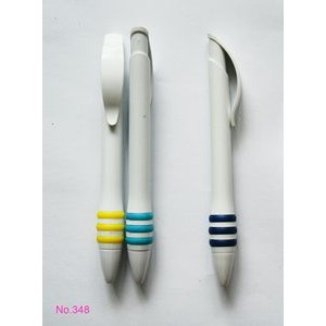 White Solid Retractable Ballpoint Pen w/Soft Comfort Grip