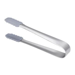 5.1 inch 304 Stainless Steel Ice Tongs w/Silicone Cooking Kitchen Tongs(Silver)