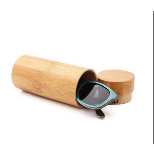 Cylindrical Bamboo Sunglasses Case