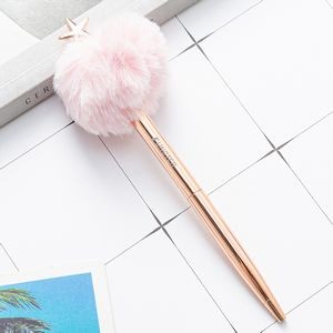 Pompom Cute Fluffy Ballpoint Pen with Star Tops