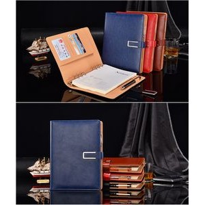 PU Leather Binder/A5 Loose-leaf Notebook w/A Pen Holder & Card Holder