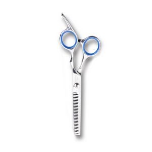 6'' Stainless Steel Tooth Scissors Hair Hairdressing w/Finger Rest(Blue & Pink)