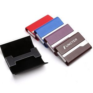 Business Card Cases PU Leather Name Card Holders Stainless Steel Multi Card Holders for Men & Women