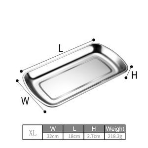 12.60 Inch Stainless Steel Rectangular Thickened Tray Stainless Steel Metal Tray
