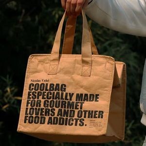 Portable Kraft Paper Insulated Lunch Bag Lunch Box
