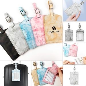 Marbling Luggage Tag with Privacy Cover PU Luggage Label