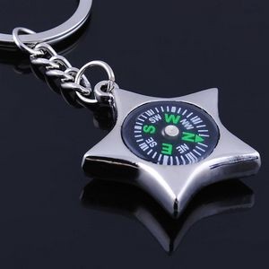 Metal Star Compass Shape Keychains for Outdoor Sports