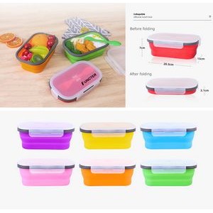 1000ml Silicone Folding Lunch Box Collapsible Bowl Bento Lunch Box W/Lid And 2 in 1 Spoon Fork