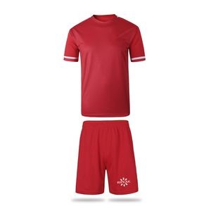 Men`s Polyester Soccer Suits Outfits Tracksuit Crewneck T-Shirt and Shorts 2 pcs Set(Model A)