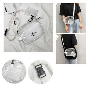 PVC Crossbody Bag Transparent Single Shoulder Bag W/One Separate Pouch