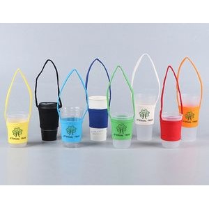 Portable Foldable Bubble Tea Cup Holder Carrier Coffee Sleeve W/Handle Strap For Hot Cold Drinks