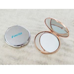 Round Metal Foldable Cosmetic Mirror Compact