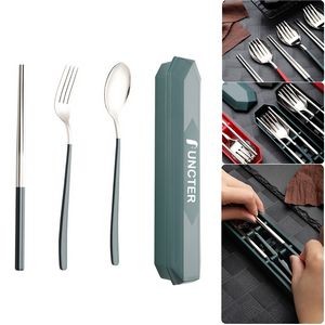 304 Stainless Steel Portable Travel Utensils Set Camping Tableware Set with Case