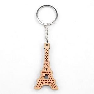 Eiffel Tower Shape Wooden Keychain