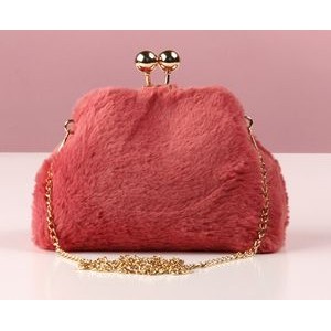 Imitation Fur Plush Velvet Practical Clip Shoulder Bag Semicircular Chain Clip Bag Messenger Bag